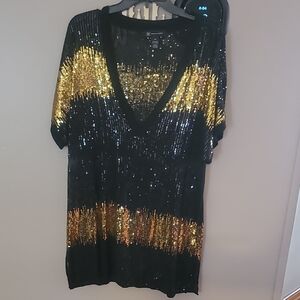 Black and Gold Sequin Top